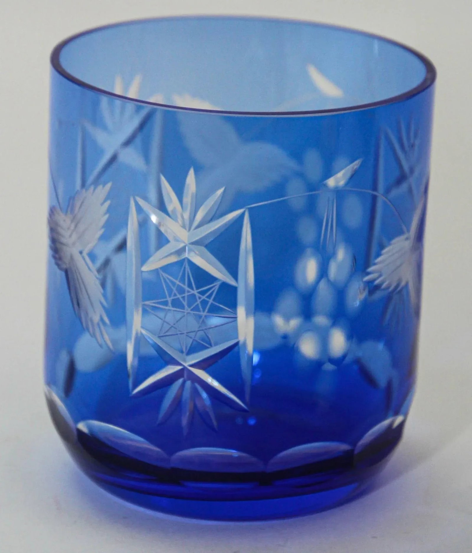 Whiskey Glasses Baccarat Style Sapphire Blue Cut Crystal Set of 8 - 6
