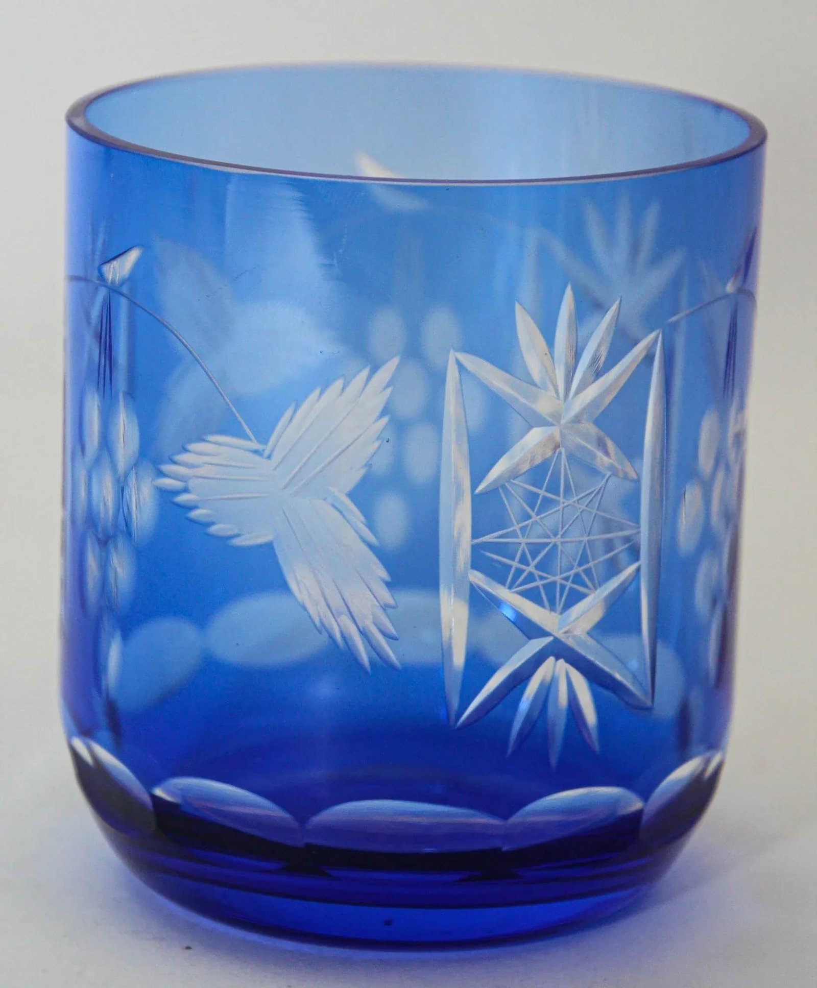 Whiskey Glasses Baccarat Style Sapphire Blue Cut Crystal Set of 8 - 7