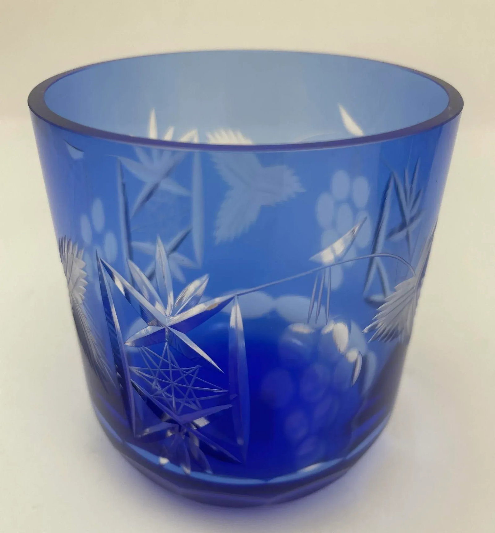 Whiskey Glasses Baccarat Style Sapphire Blue Cut Crystal Set of 8 - 9