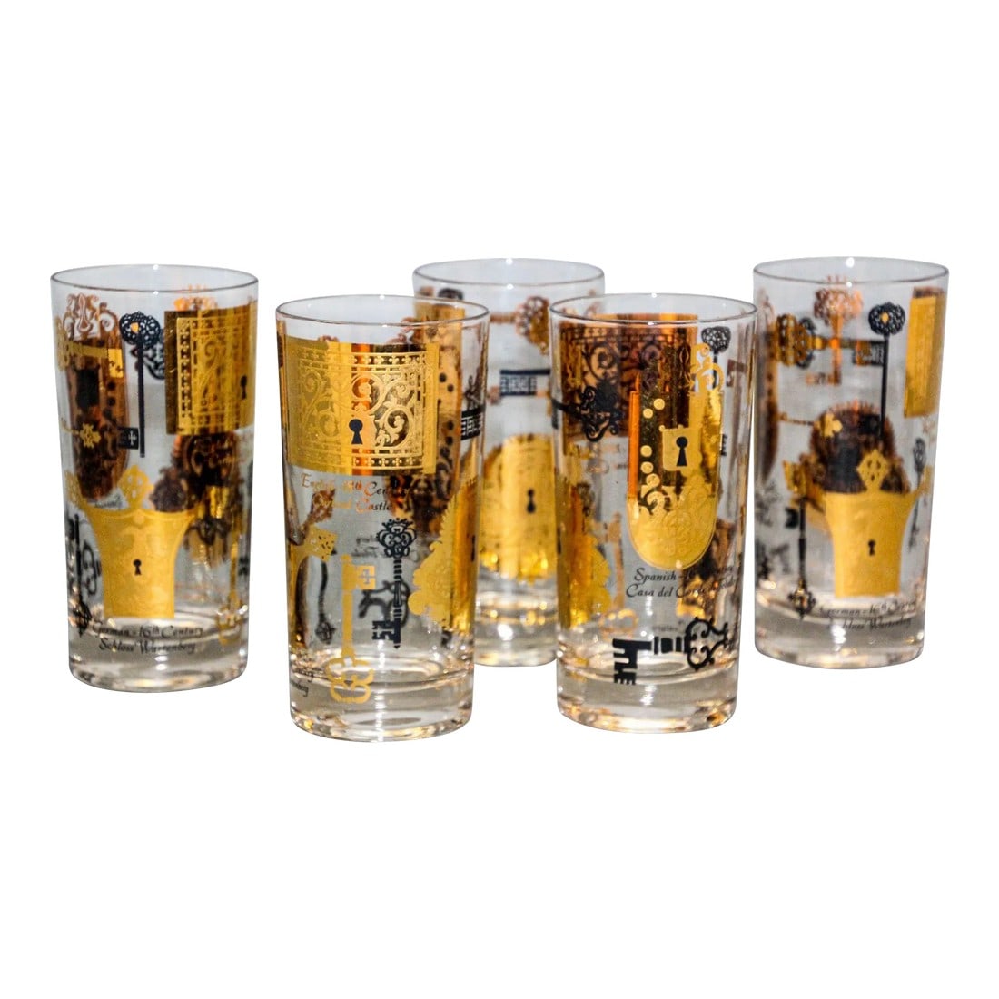Vintage Vito Bari Gold Drinking Glasses Set of 6 Hollywood Regency Retro 1950s (1 of 12)