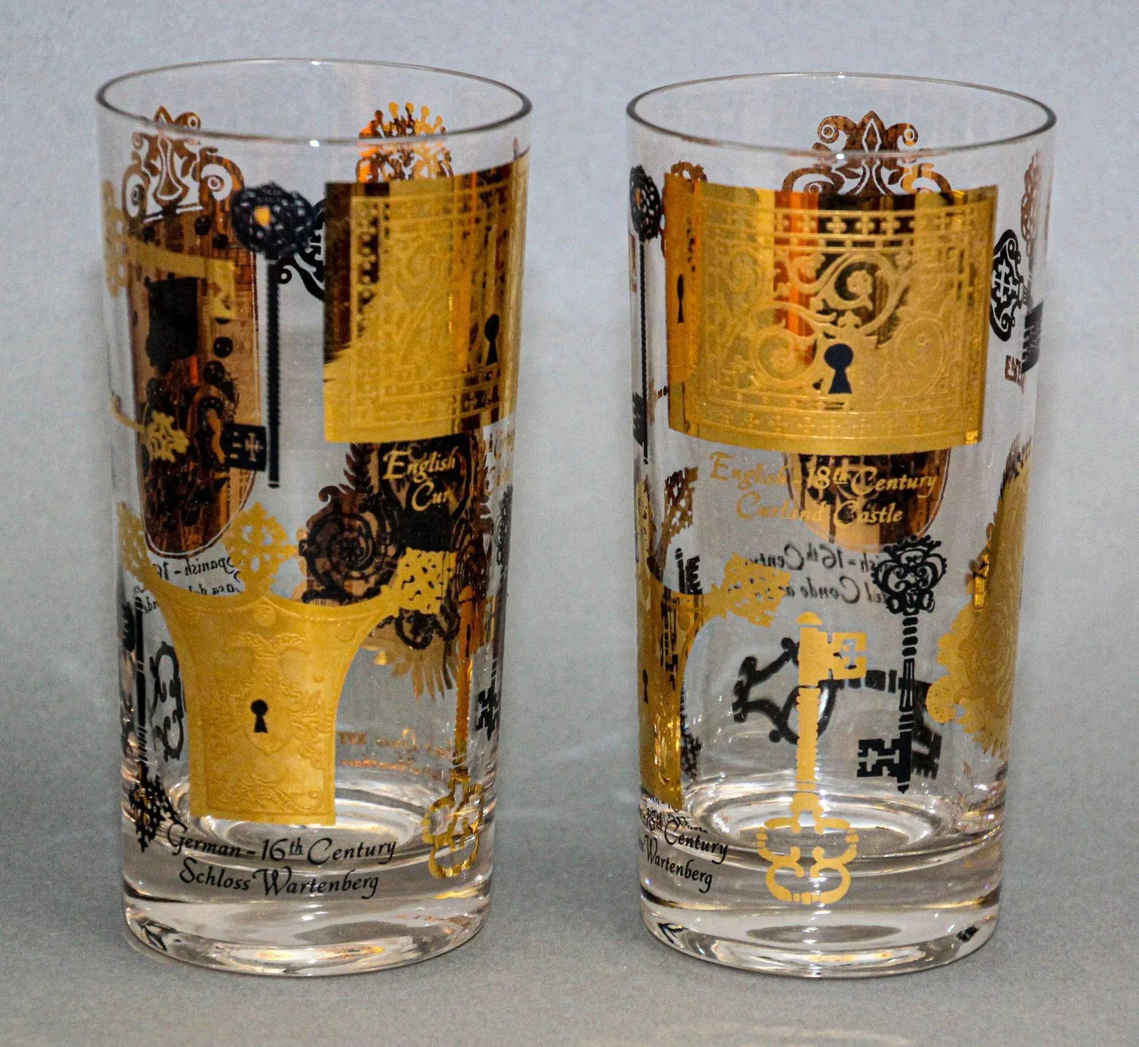 Vintage Vito Bari Gold Drinking Glasses Set of 6 Hollywood Regency Retro 1950s - 4