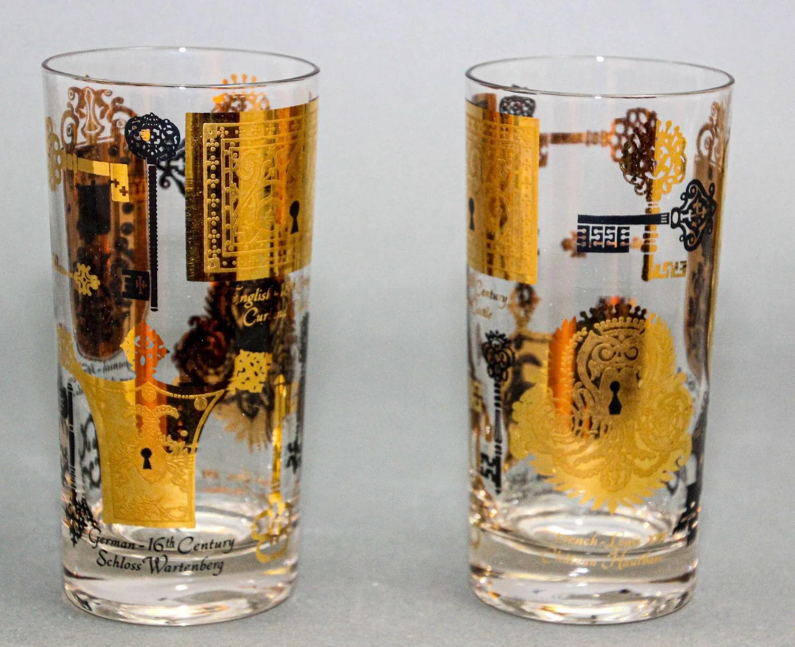 Vintage Vito Bari Gold Drinking Glasses Set of 6 Hollywood Regency Retro 1950s - 5