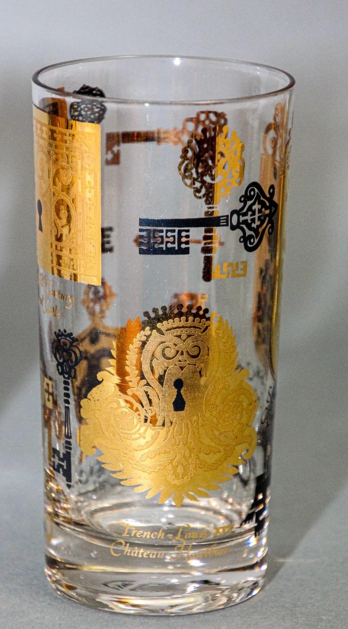 Vintage Vito Bari Gold Drinking Glasses Set of 6 Hollywood Regency Retro 1950s - 6