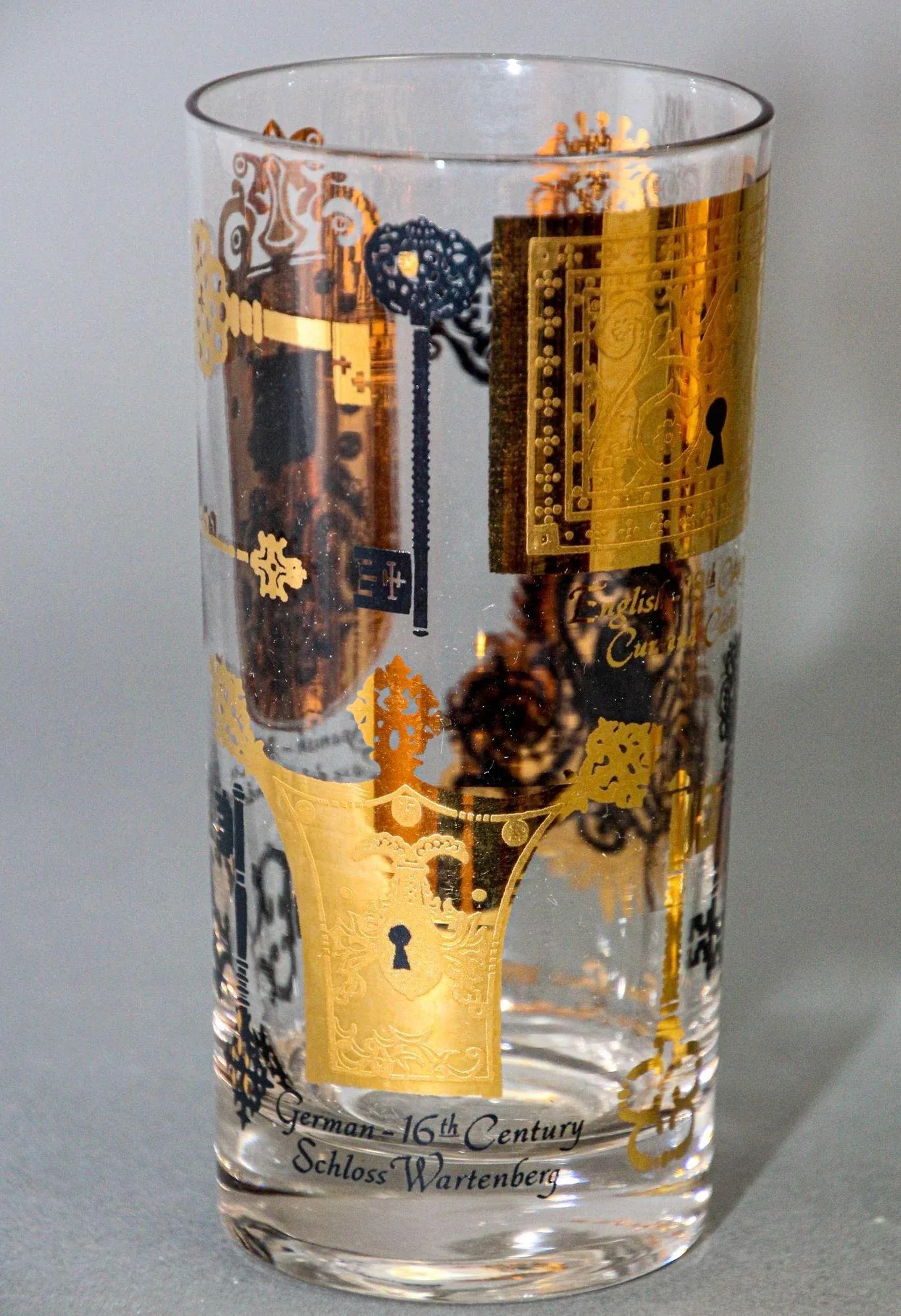 Vintage Vito Bari Gold Drinking Glasses Set of 6 Hollywood Regency Retro 1950s - 7