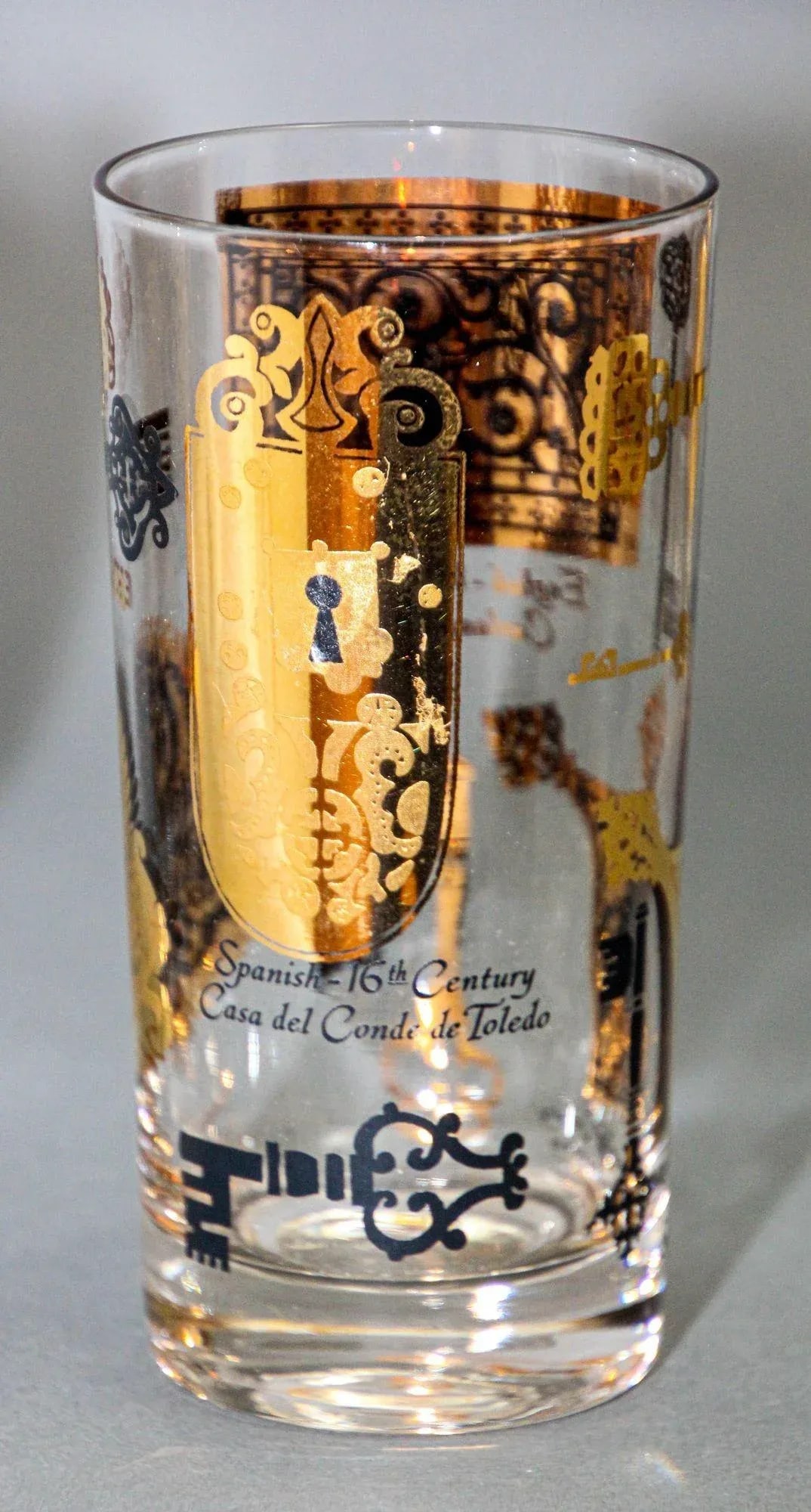 Vintage Vito Bari Gold Drinking Glasses Set of 6 Hollywood Regency Retro 1950s - 9