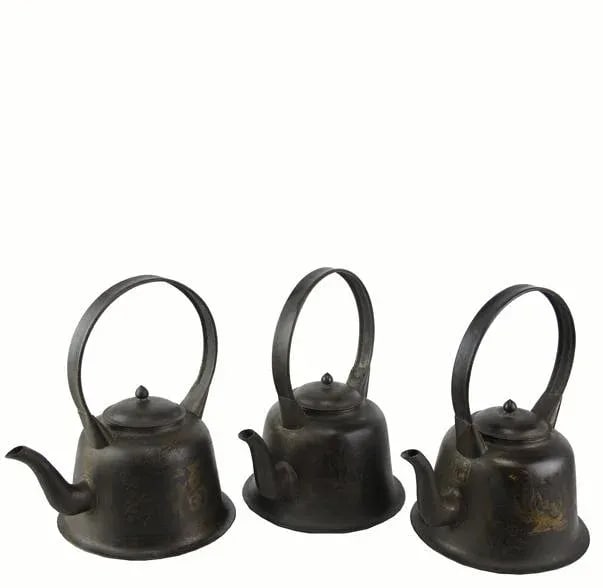 Copper Decorative Beijing Teapots - Set of 3 - 9