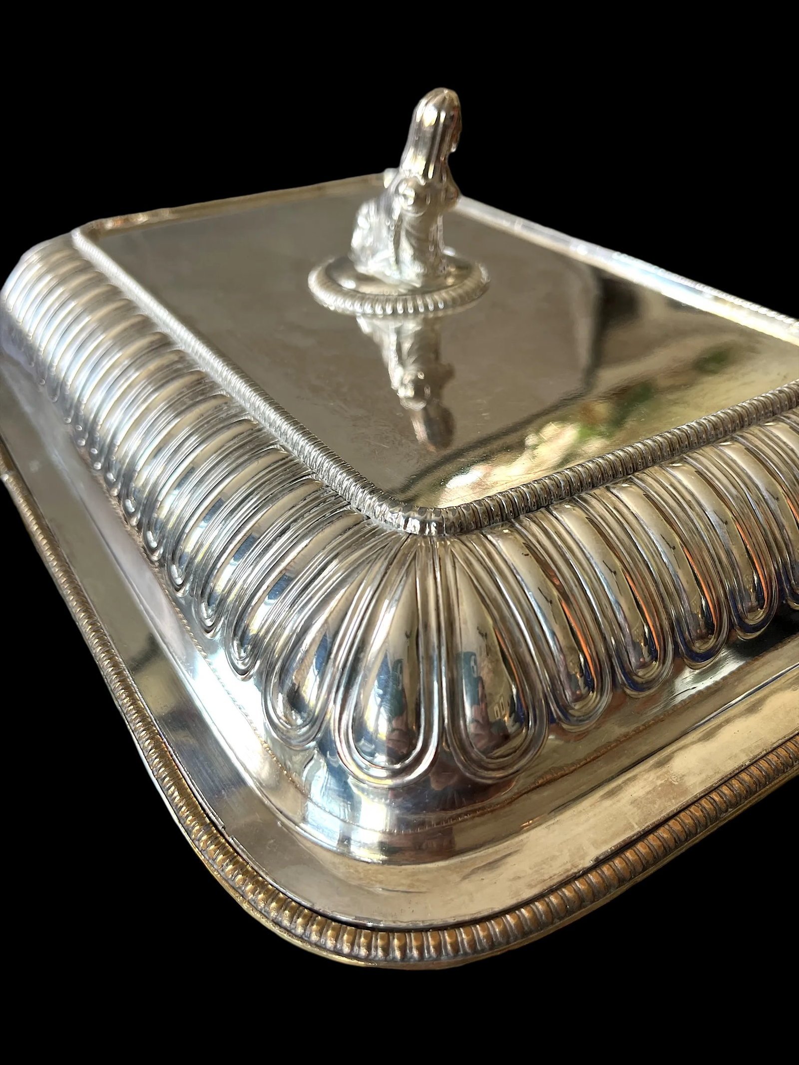 Antique Egyptian Revival Hotel Silver Mappin & Webb Covered Entree Vegetable Dish - 4