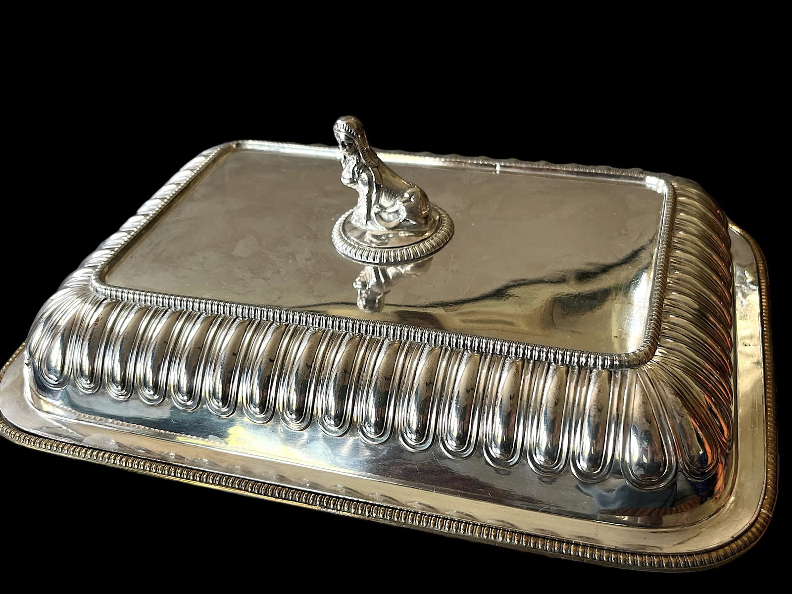 Antique Egyptian Revival Hotel Silver Mappin & Webb Covered Entree Vegetable Dish - 5