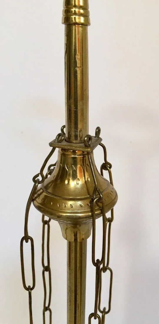 Italian Cast Brass Four Burner Lucerne Oil Lamp Antique 1850 - 12