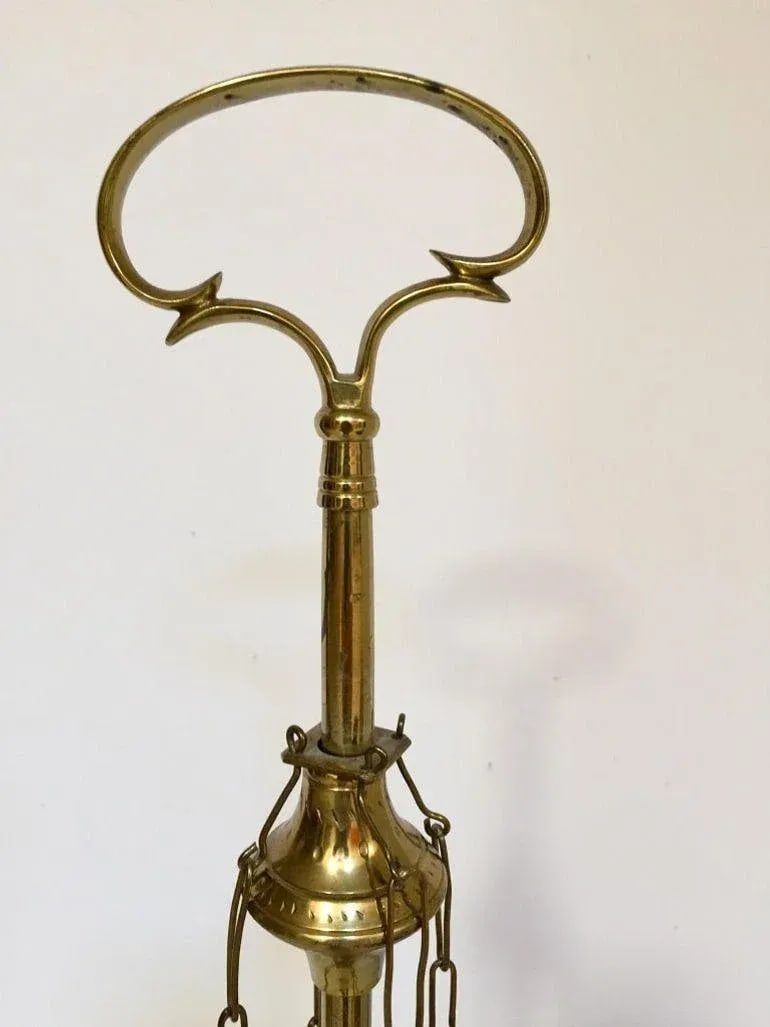 Italian Cast Brass Four Burner Lucerne Oil Lamp Antique 1850 - 3