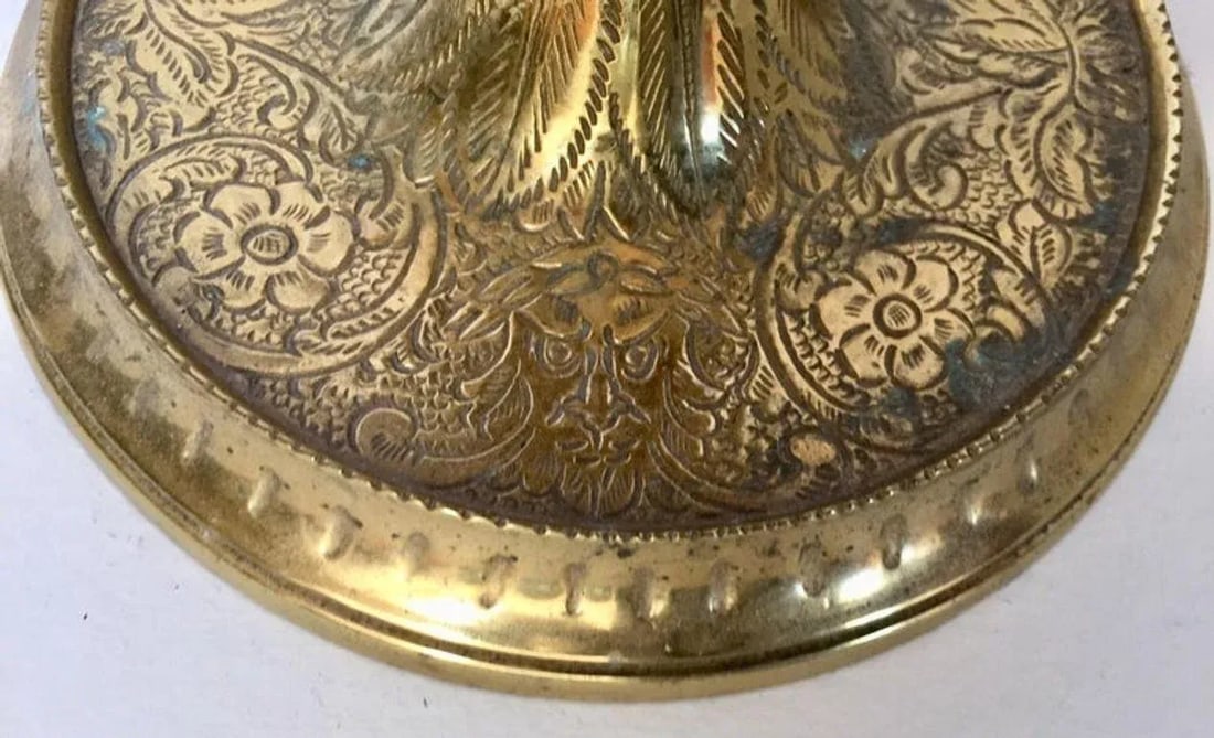 Italian Cast Brass Four Burner Lucerne Oil Lamp Antique 1850 - 9