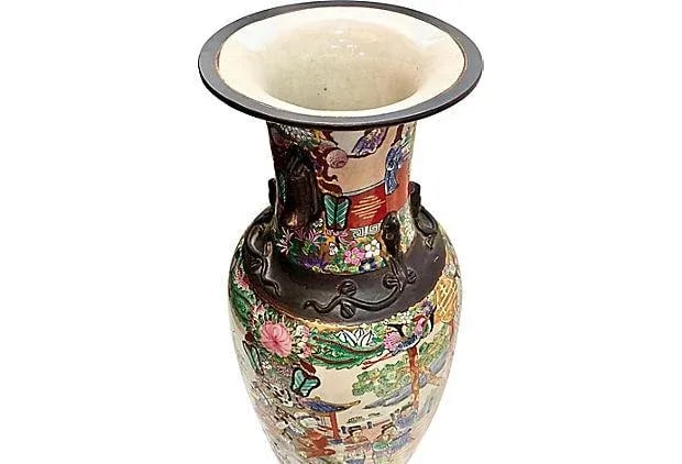 Famille Rose Chinese Floor Vase - 3