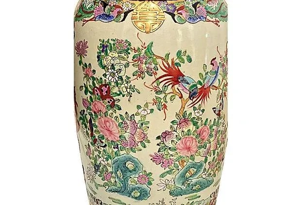 Famille Rose Chinese Floor Vase - 4
