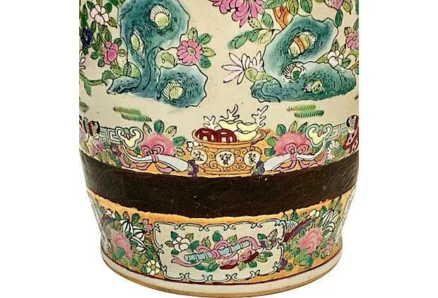 Famille Rose Chinese Floor Vase - 9