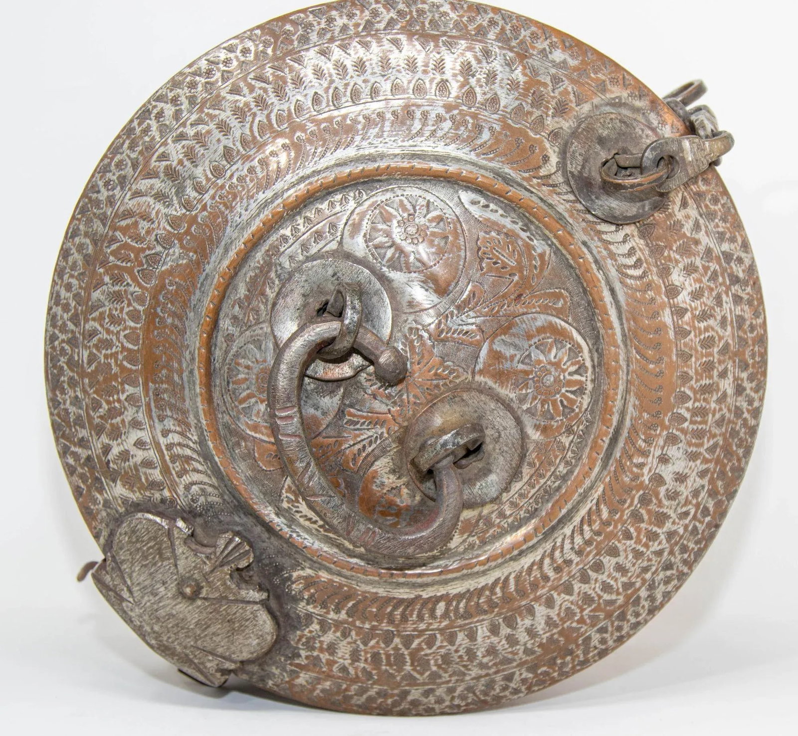 Antique South Asian Round Copper Bronze Box With Lid From India 19th C. - 11