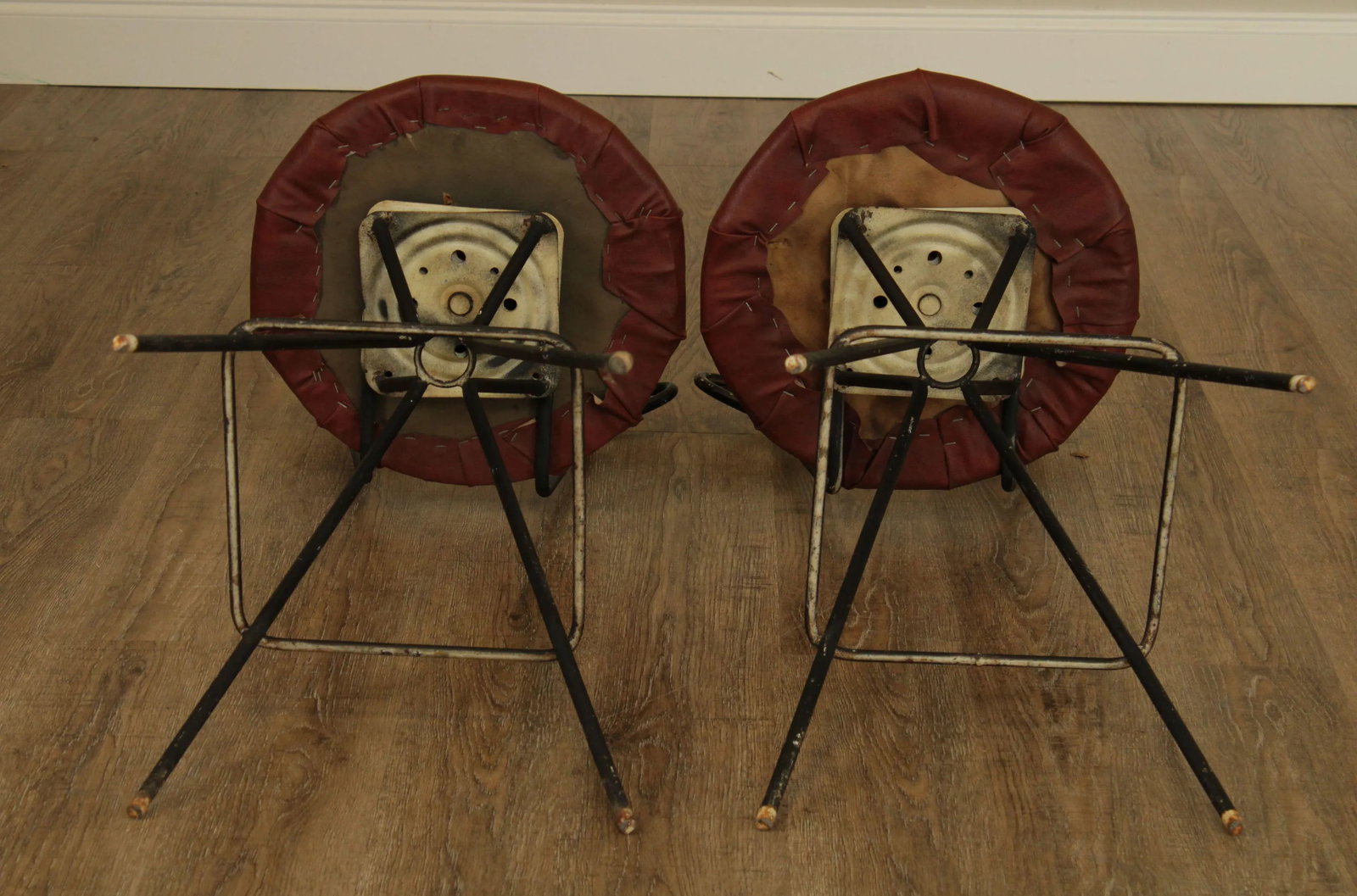 Mid-Century Modern Wrought Iron Barstools - a Pair - 7