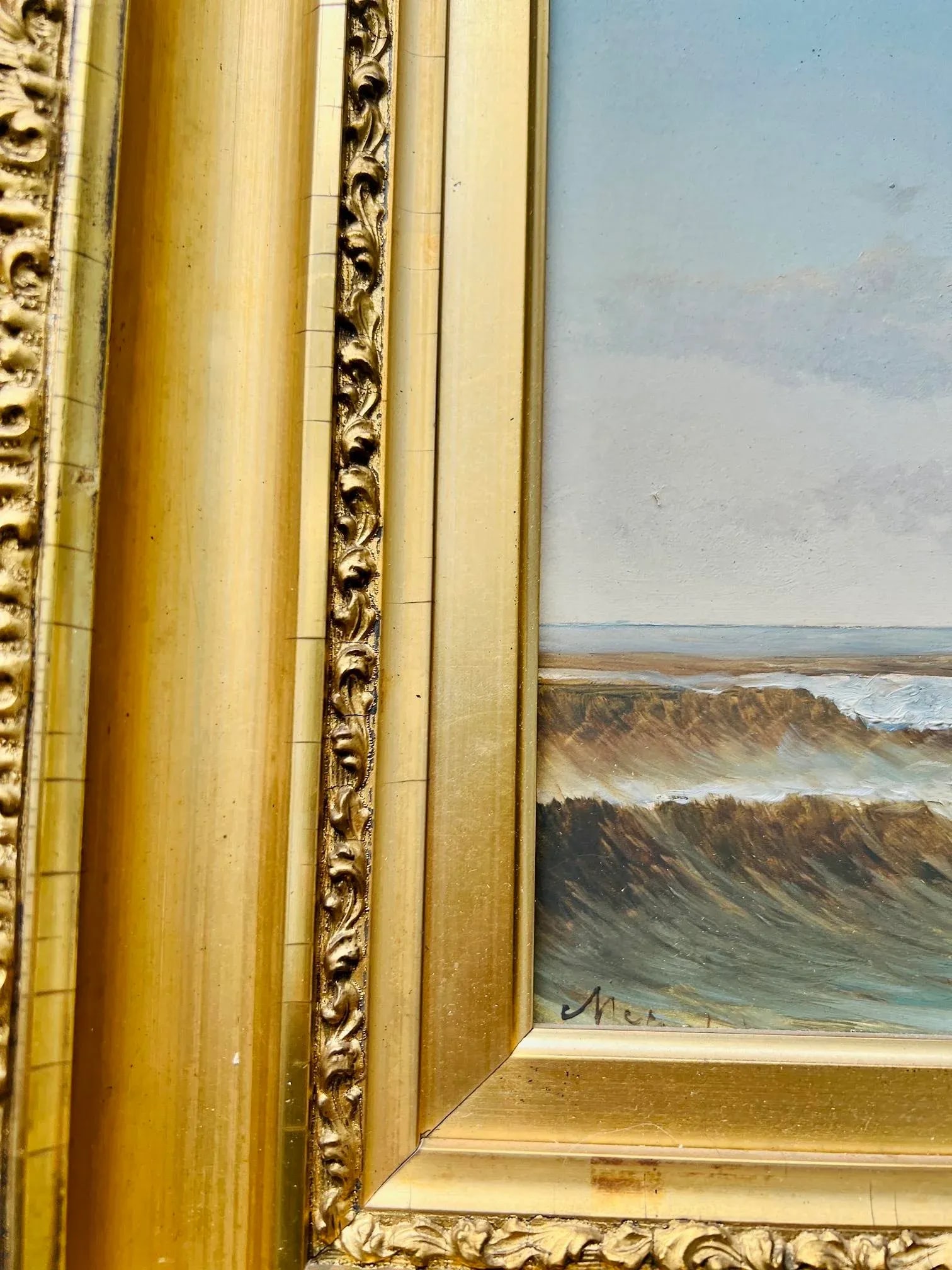 19th Century, American School Nautical Seascape Oil on Board - Signed - 3