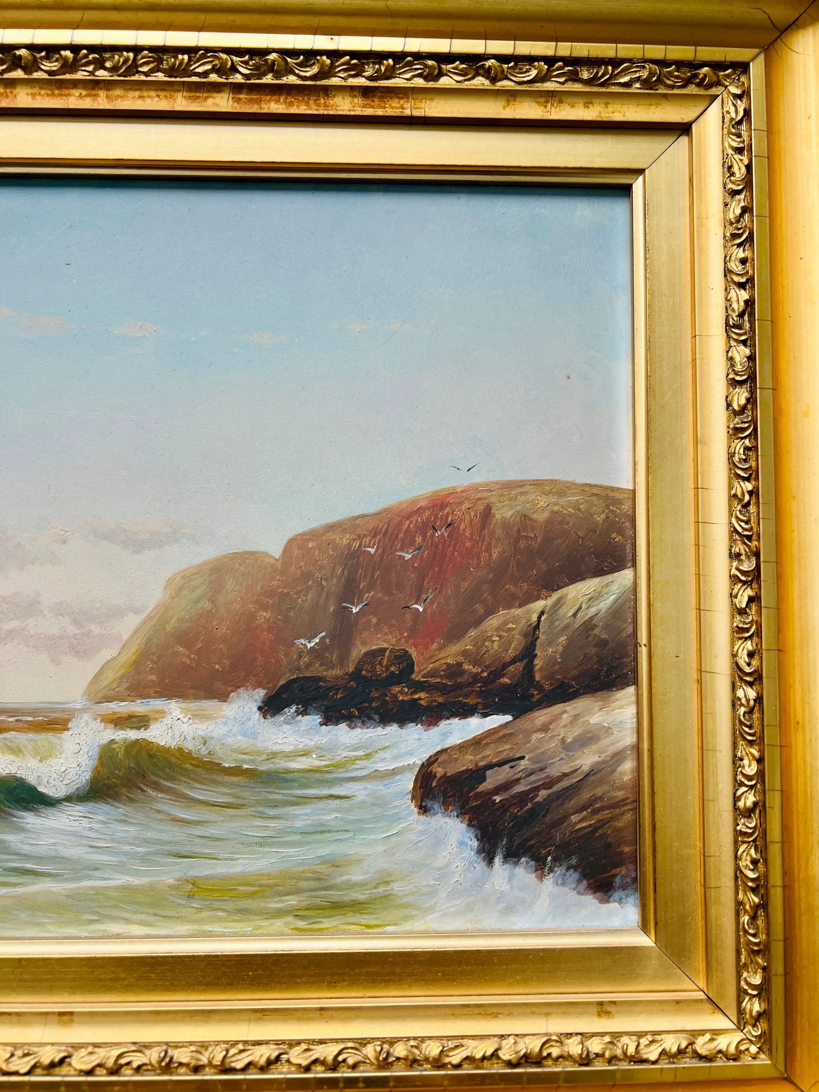 19th Century, American School Nautical Seascape Oil on Board - Signed - 7