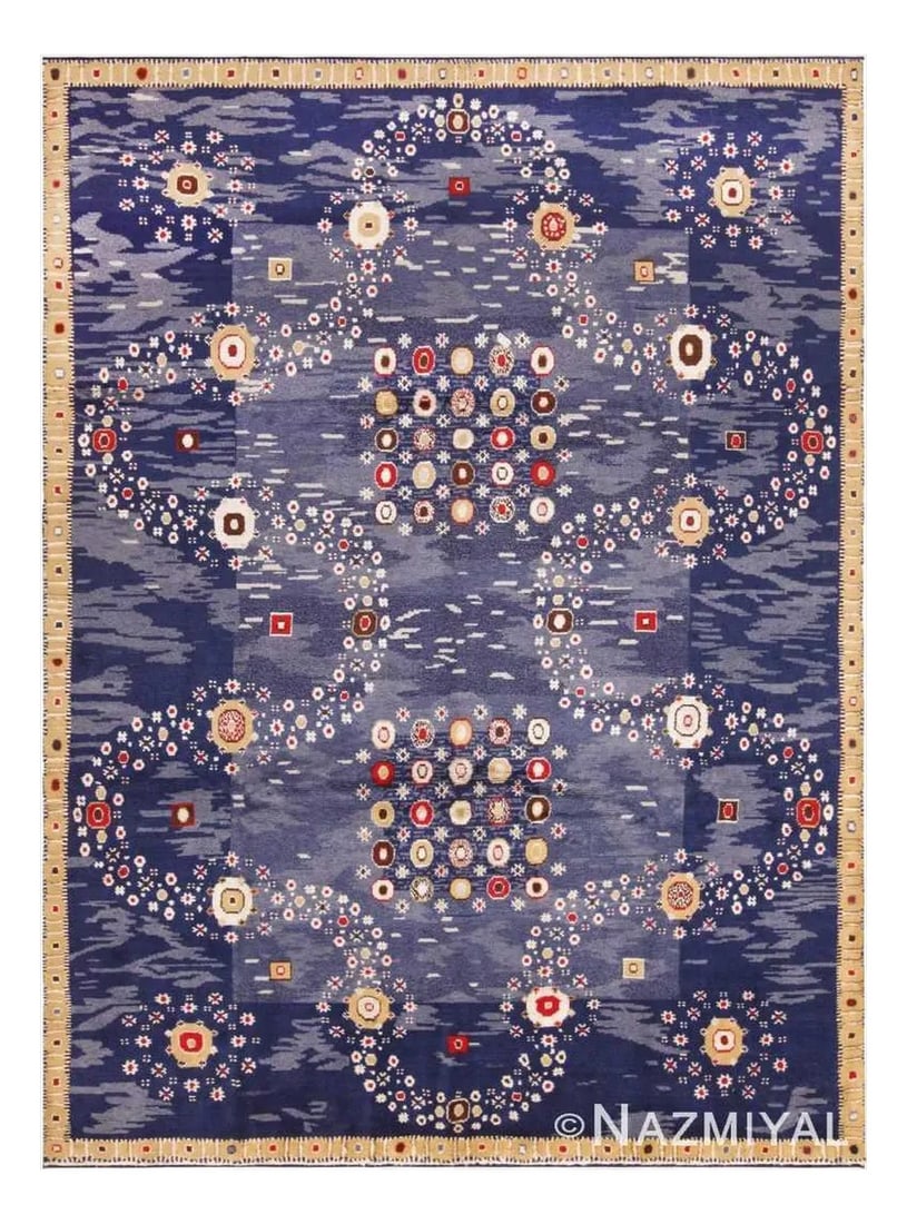 Nazmiyal Collection Stunning Silk and Wool Swedish Inspired Rug: Stunning Modern Silk And Wool Swedish Inspired Rug, Country of Origin: Modern Indian, Circa date: Modern - In a world where individuality reigns supreme, a burgeoning trend emphasizes the allure of