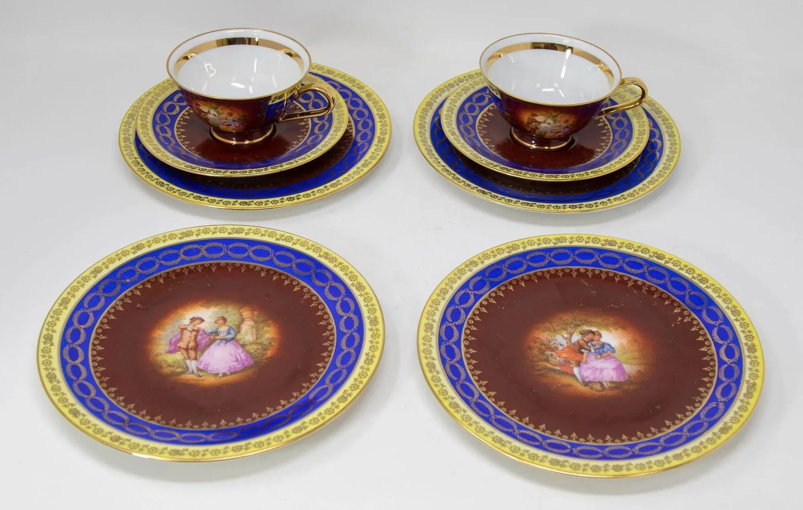 Fragonard Porcelain Hand Painted Matched Porcelain Cabinet Cup and Saucer Set - 2