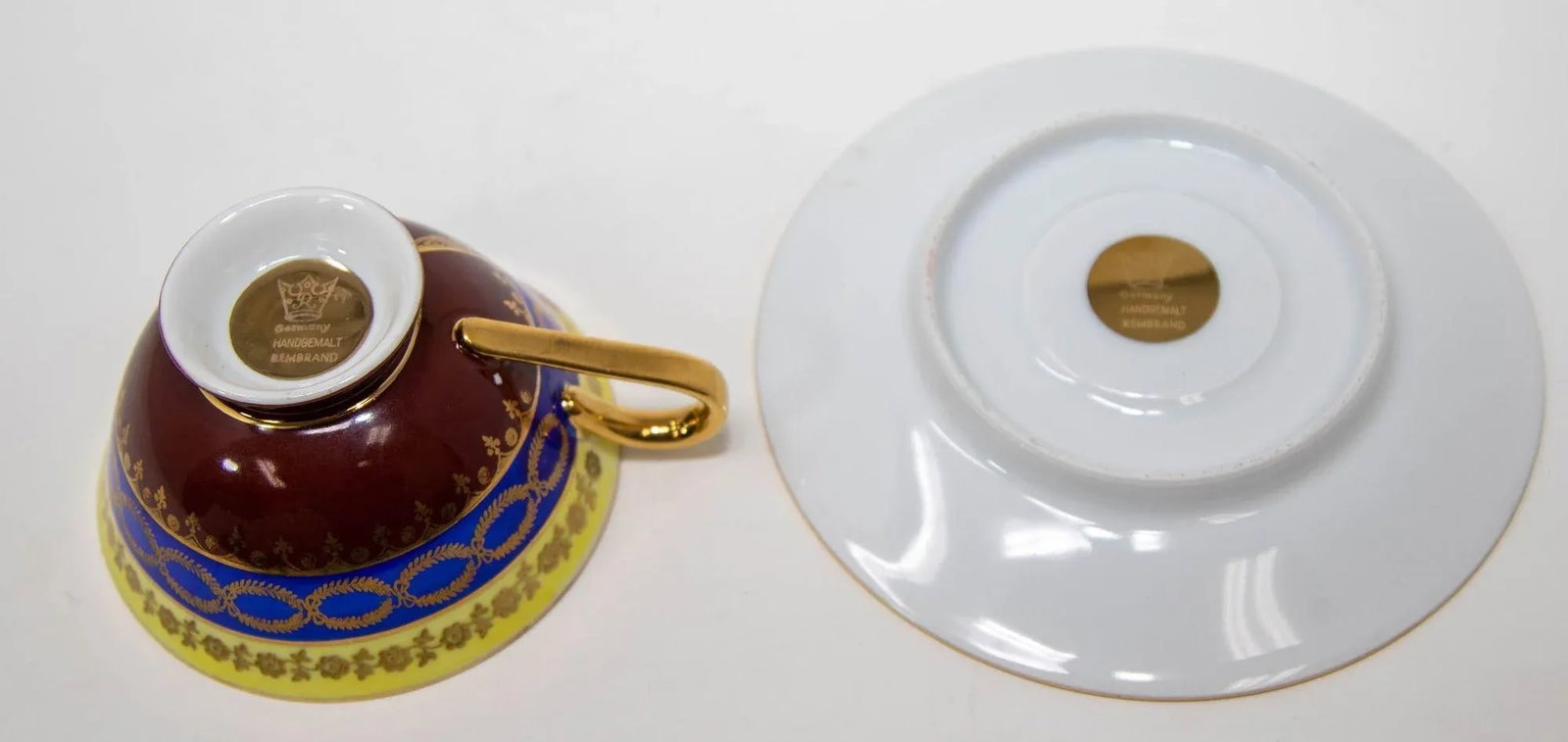 Fragonard Porcelain Hand Painted Matched Porcelain Cabinet Cup and Saucer Set - 8