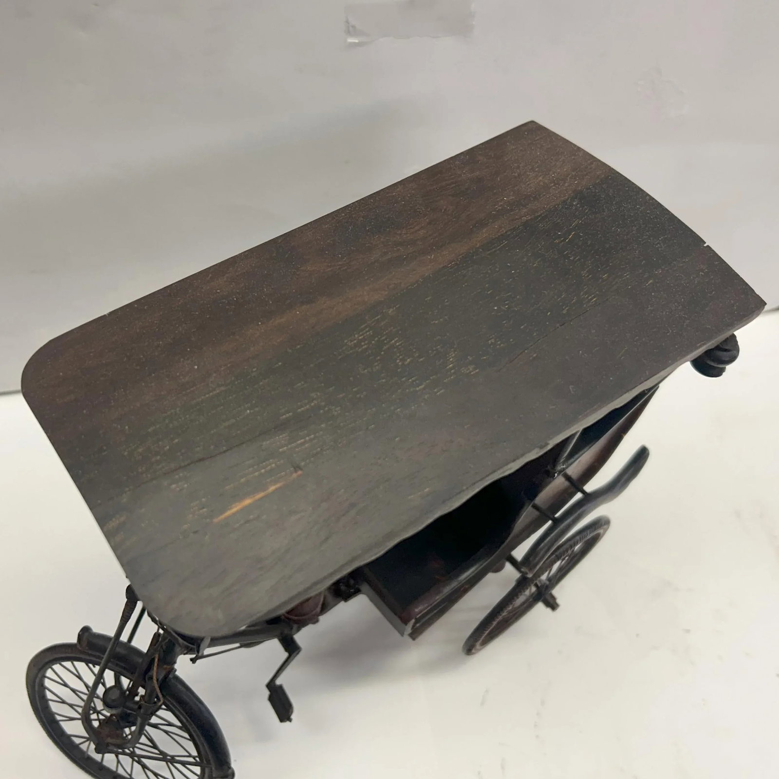 Chinese Rosewood Handmade Miniature Cycle Rickshaw Display Decor Art - 10