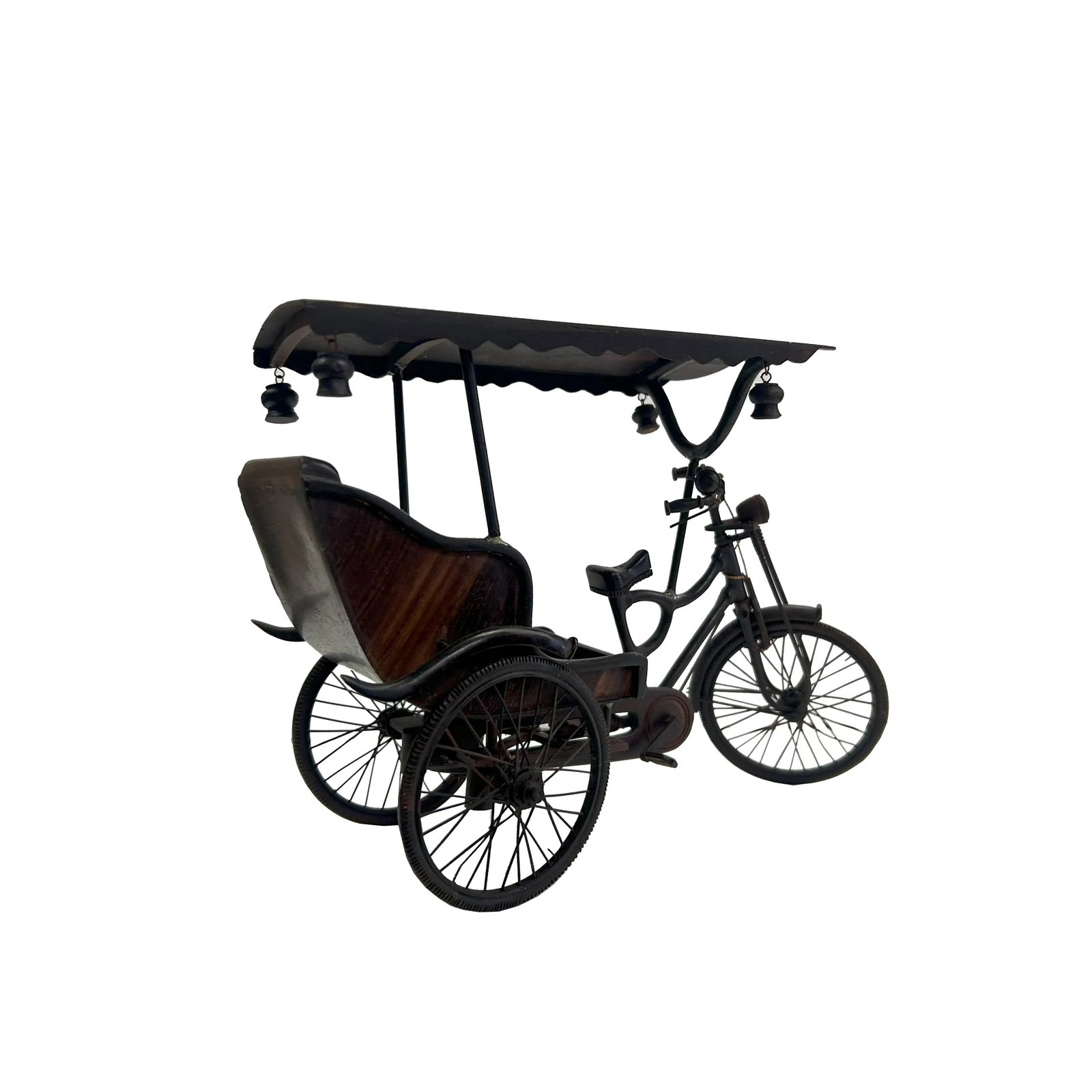 Chinese Rosewood Handmade Miniature Cycle Rickshaw Display Decor Art - 11