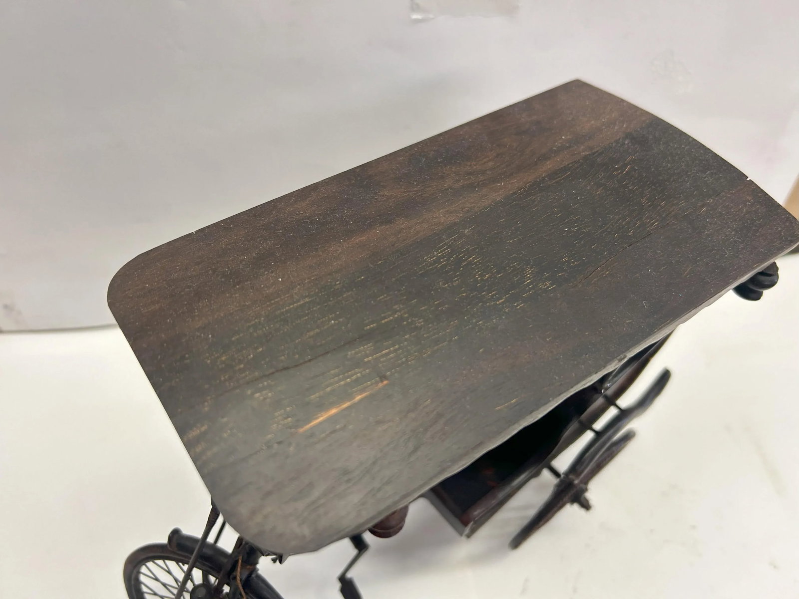 Chinese Rosewood Handmade Miniature Cycle Rickshaw Display Decor Art - 9