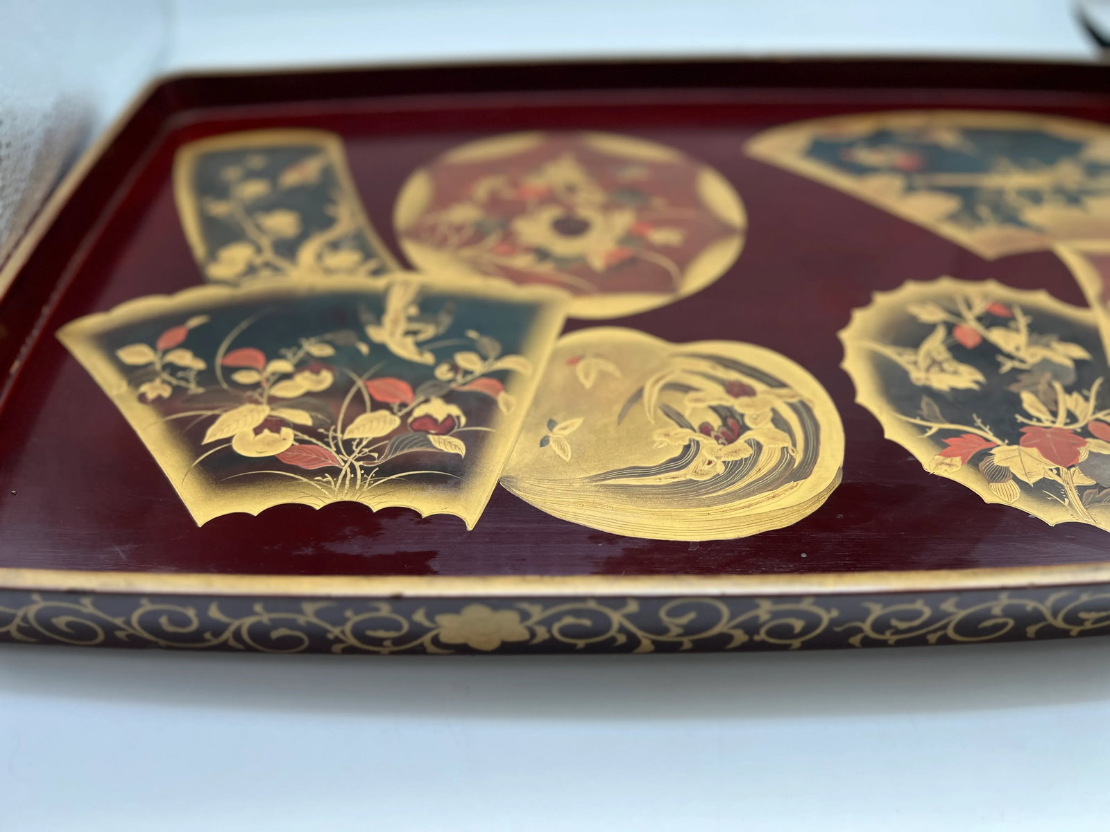 Antique Large Scale Japanese Lacquer & Gilt Decorated Tray - 3