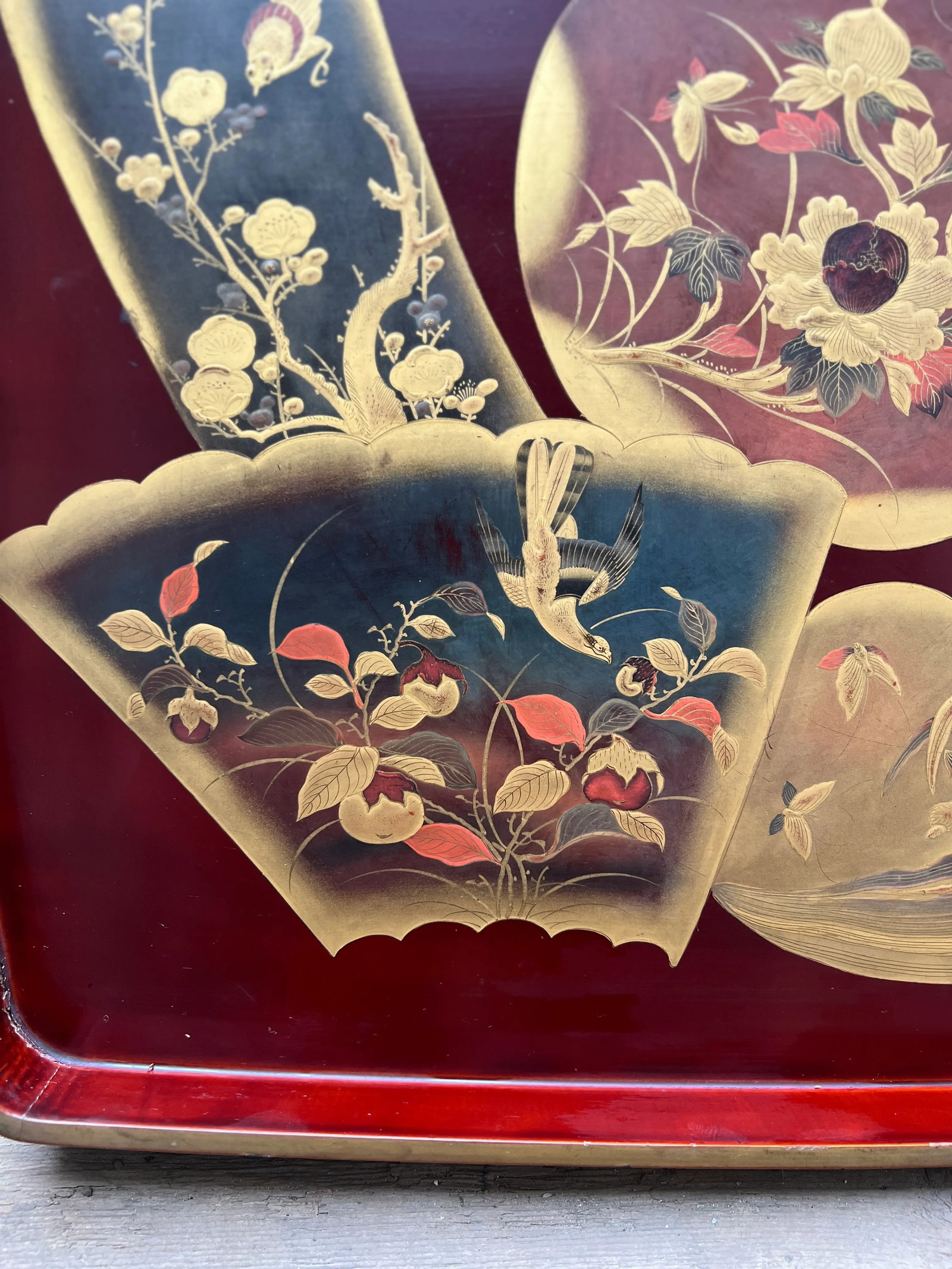 Antique Large Scale Japanese Lacquer & Gilt Decorated Tray - 4