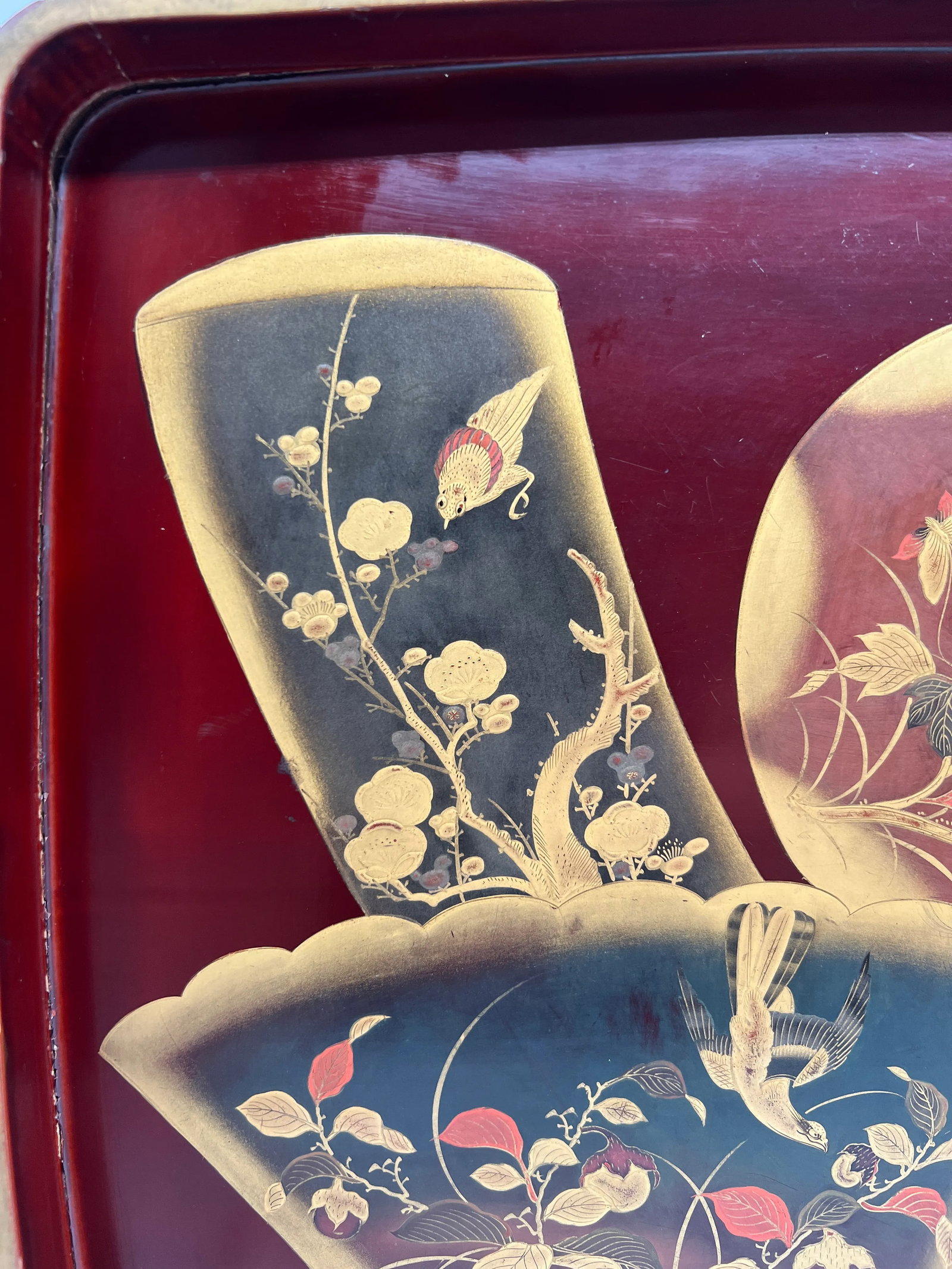 Antique Large Scale Japanese Lacquer & Gilt Decorated Tray - 5