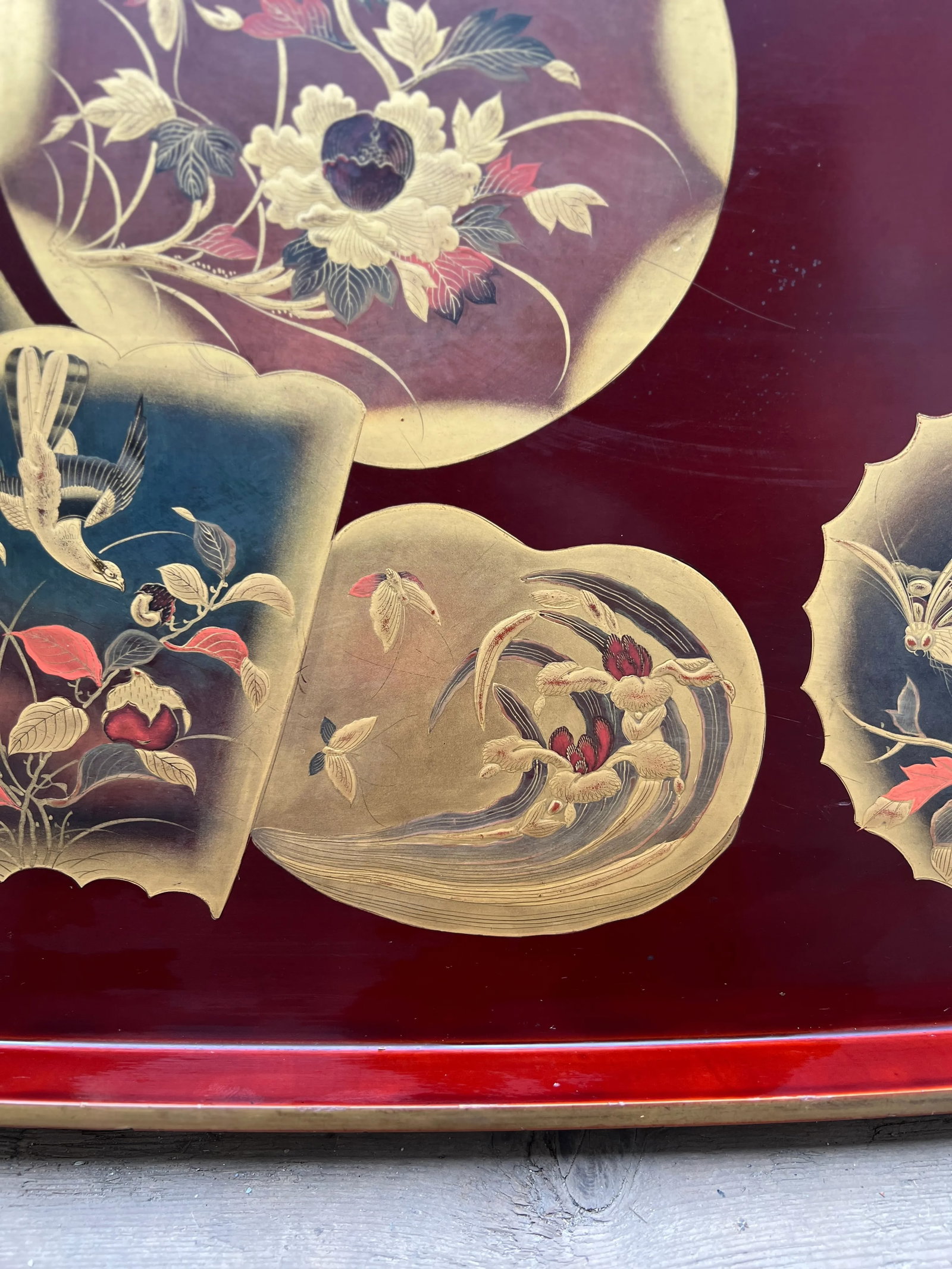 Antique Large Scale Japanese Lacquer & Gilt Decorated Tray - 8