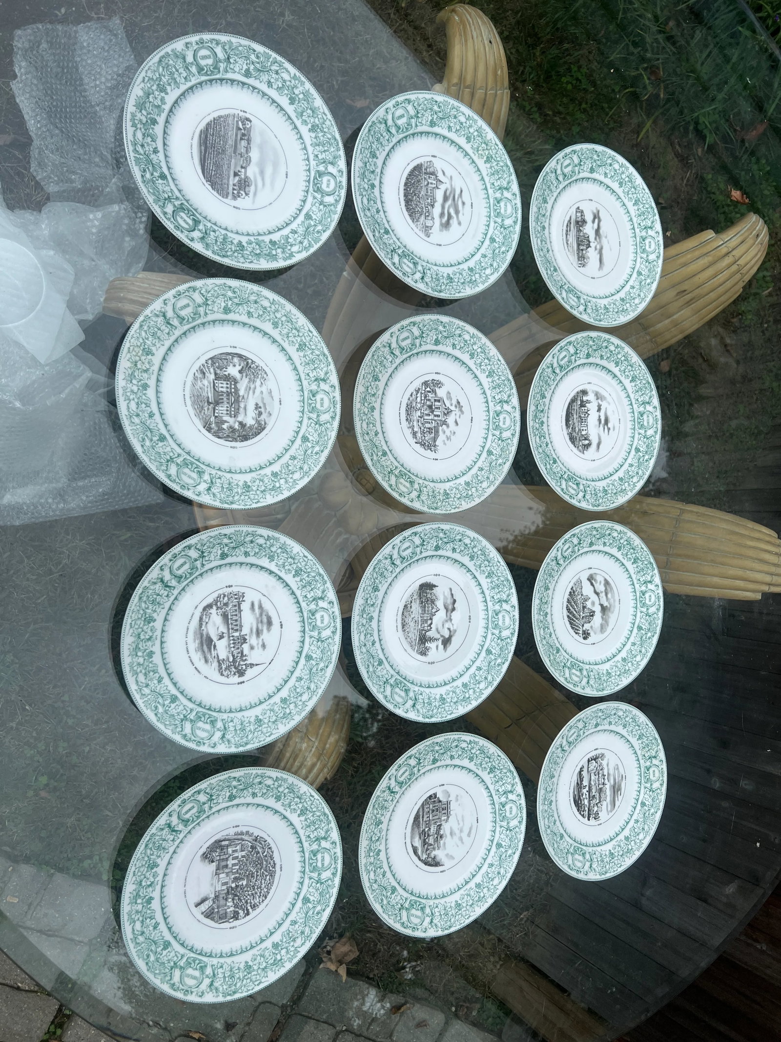 12 Pc, J Vieillard David Johnston Limoges "French Chateau" Plate Set - 2