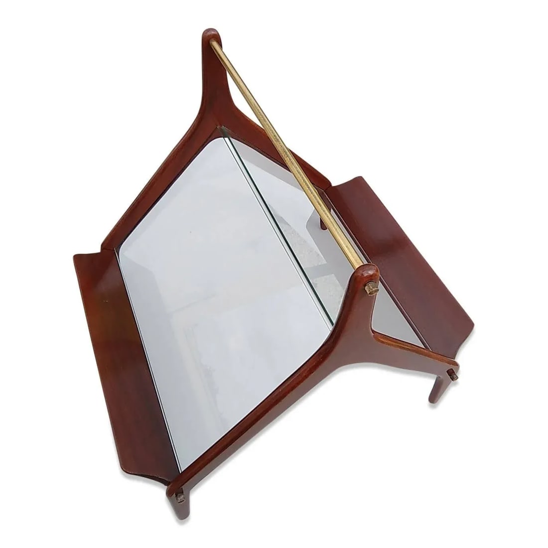 1960s Italian Mahogany and Glass Magazine Rack - 5