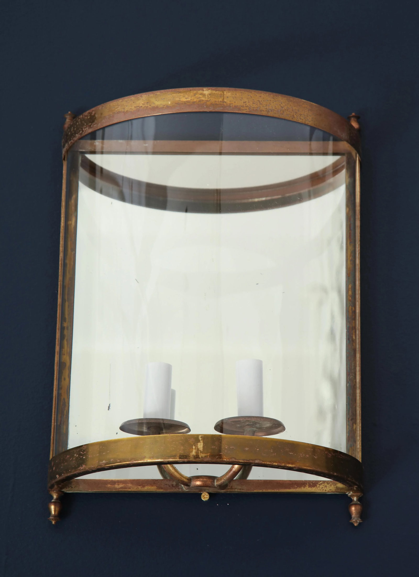 Brass Mirror and Glass Neoclassical Sconces, France, 1960s - a Pair - 10