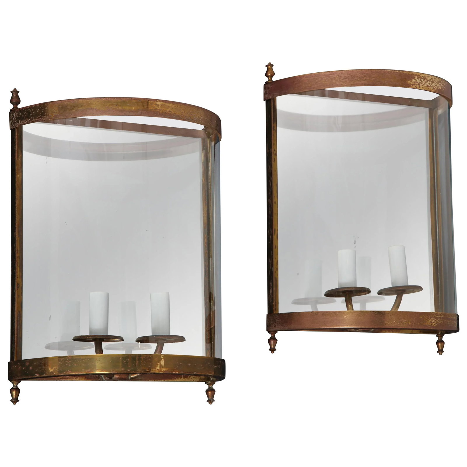 Brass Mirror and Glass Neoclassical Sconces, France, 1960s - a Pair - 11