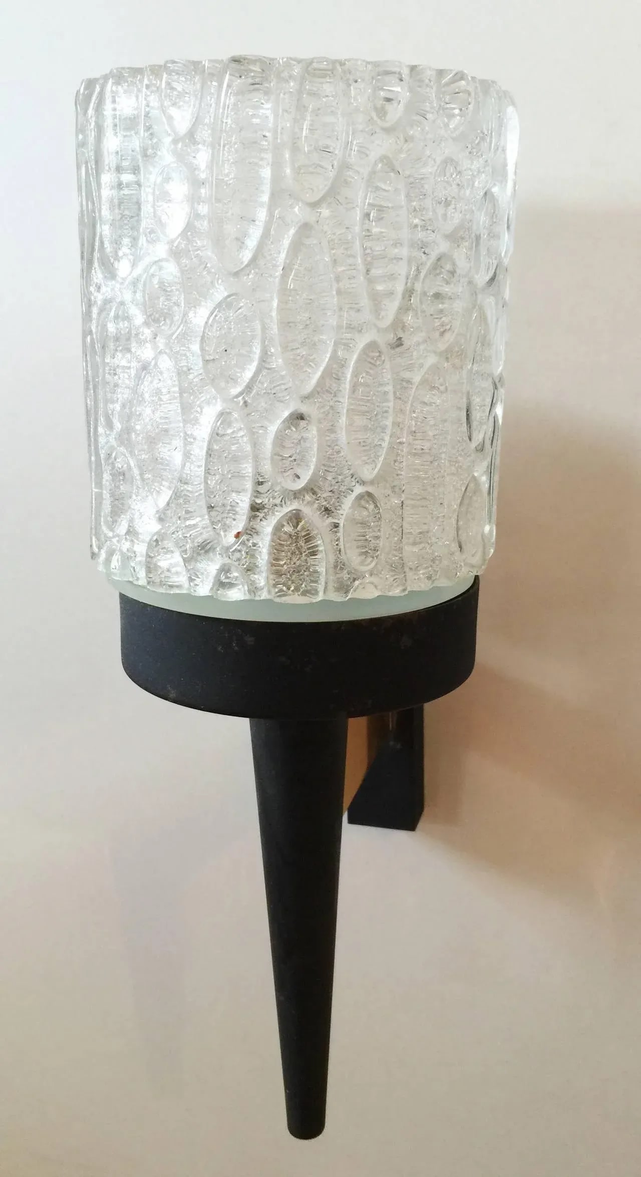 Brutalist Thick Textured Glass Sconces, France Late 1960s - a Pair - 4