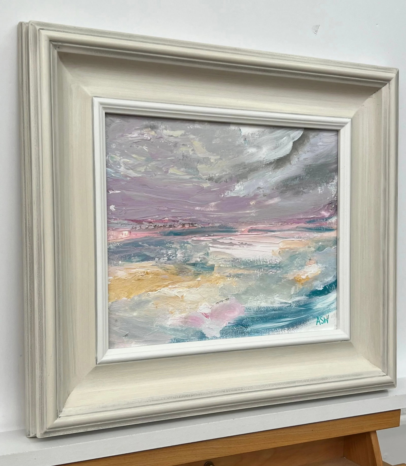 Ethereal Horizon - Dreamlike Abstract Sea Landscape Art by Contemporary Artist, 2024, Framed - 2