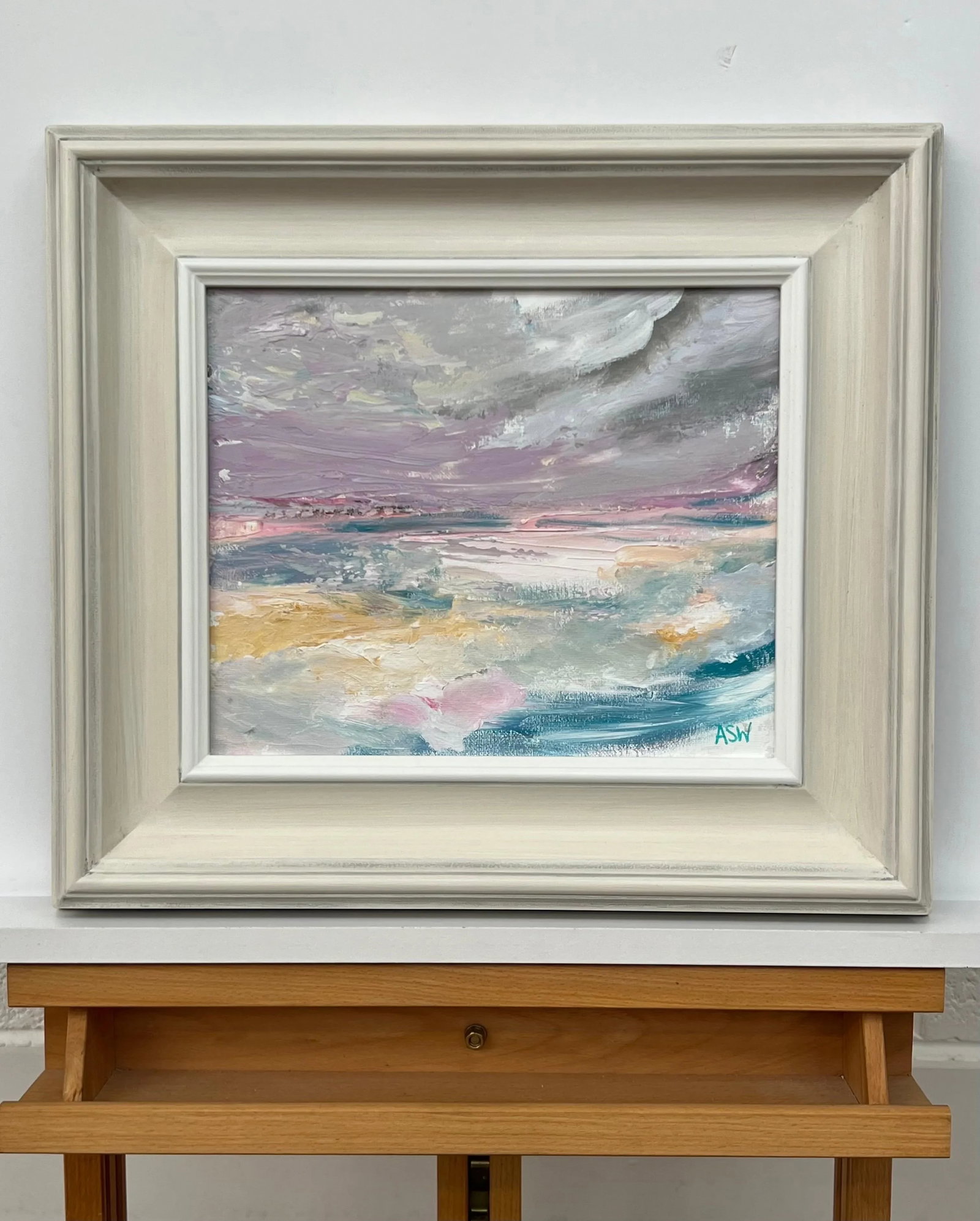 Ethereal Horizon - Dreamlike Abstract Sea Landscape Art by Contemporary Artist, 2024, Framed - 3