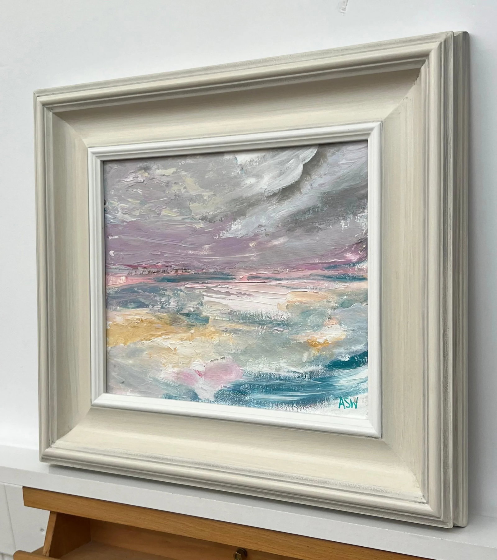Ethereal Horizon - Dreamlike Abstract Sea Landscape Art by Contemporary Artist, 2024, Framed - 4