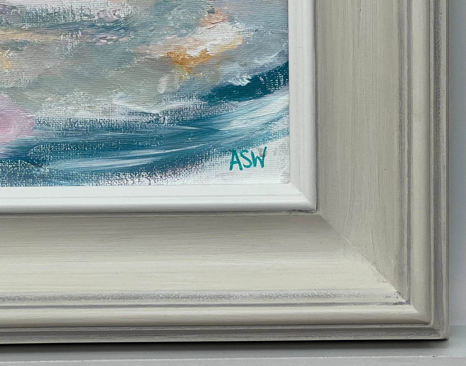 Ethereal Horizon - Dreamlike Abstract Sea Landscape Art by Contemporary Artist, 2024, Framed - 5