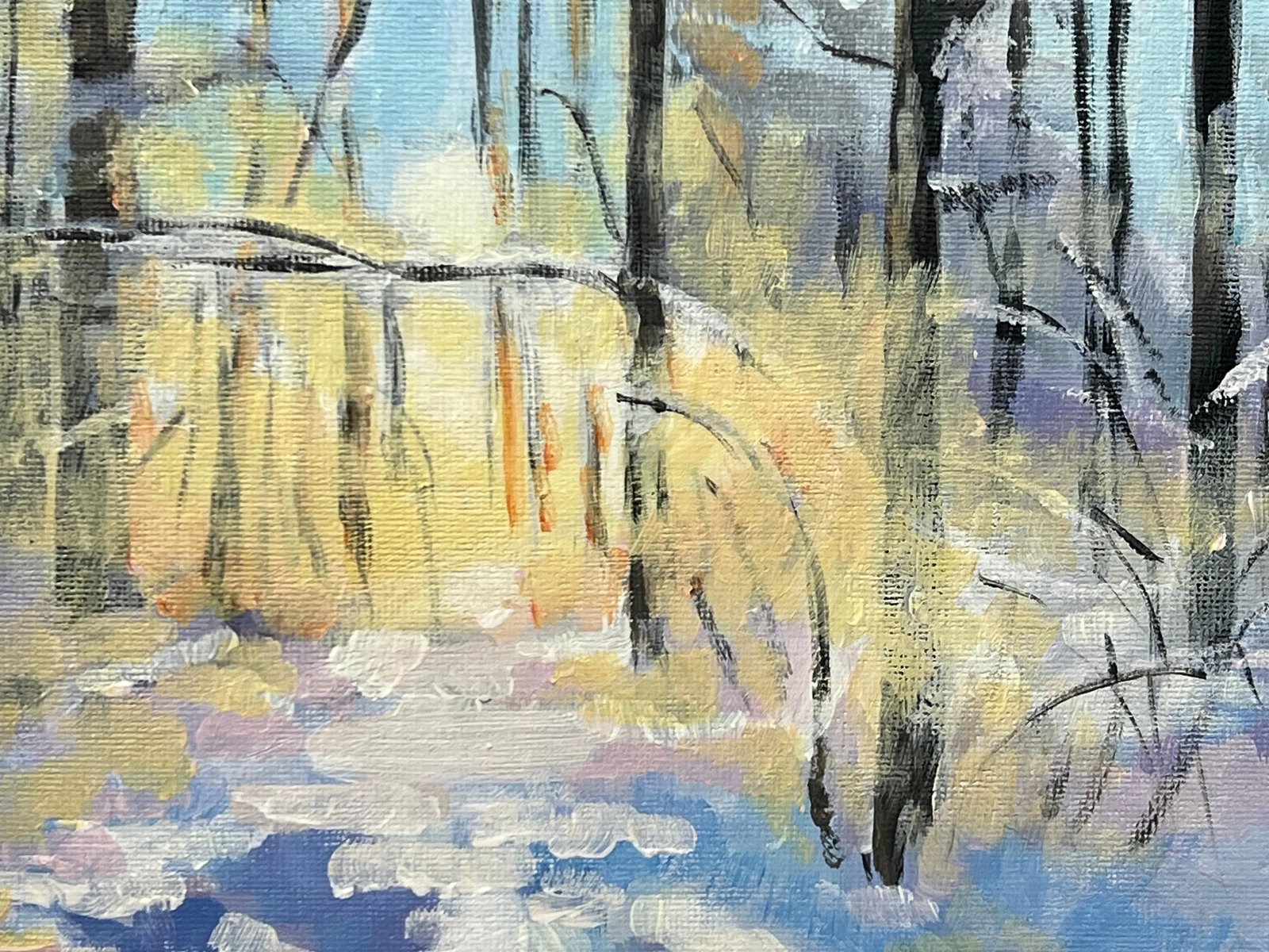 Impressionistic Winter Snow Landscape Painting of Forest in Zurich Switzerland - 2