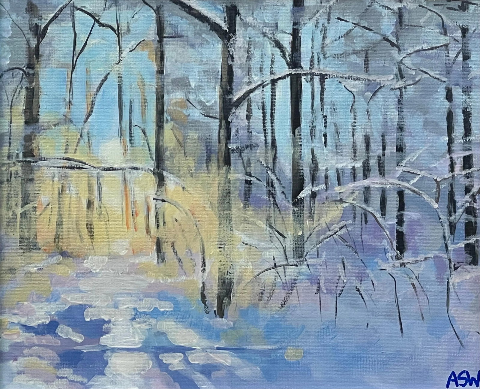 Impressionistic Winter Snow Landscape Painting of Forest in Zurich Switzerland - 7