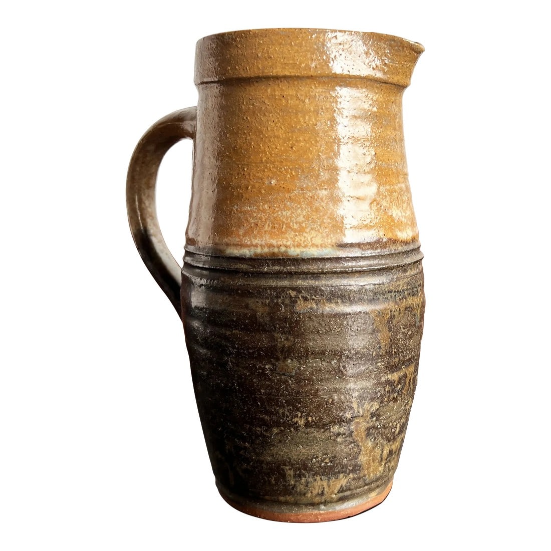Vintage New England American Art Pottery Pitcher by Robert Fishman: Fabulous vintage 1971 art pottery pitcher by Robert Fishman of Rhode Island! Fishman studied under the great Bernard & Janet Leech after graduating from Rhode Island College, and shows wonderful contr