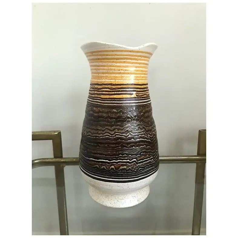 1970s Mid Century Modern Brown and Yellow Haeger Pottery Vase - 2