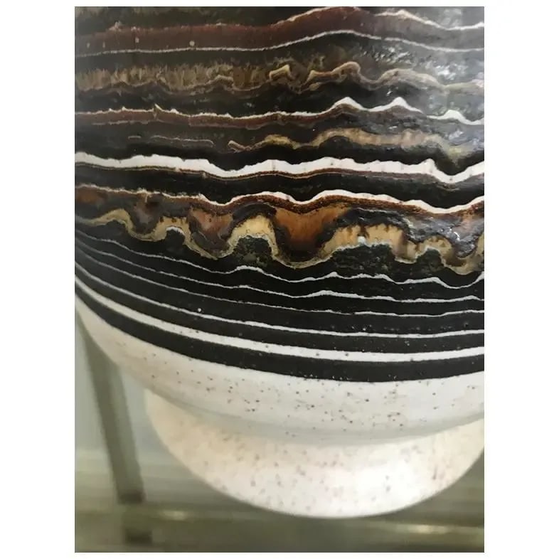 1970s Mid Century Modern Brown and Yellow Haeger Pottery Vase - 4