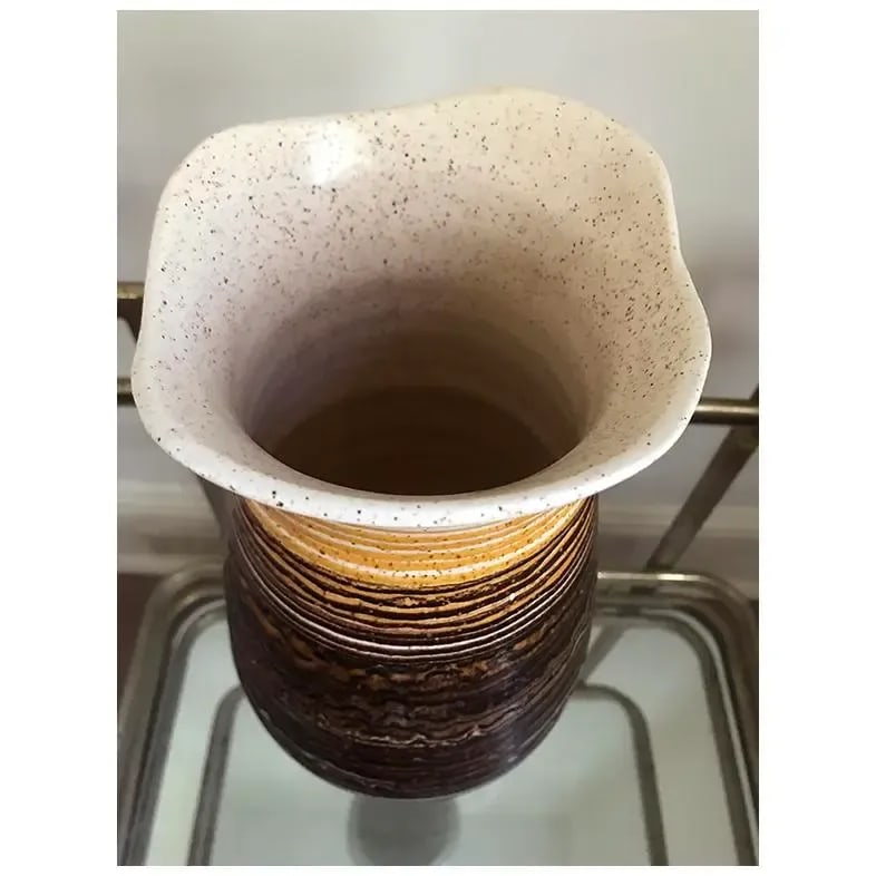 1970s Mid Century Modern Brown and Yellow Haeger Pottery Vase - 5