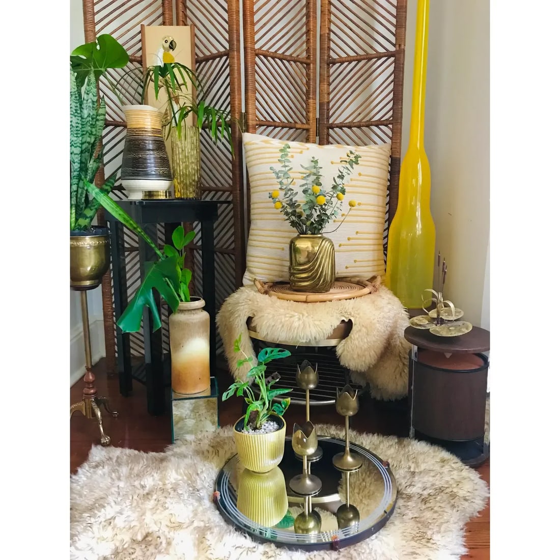 1970s Mid Century Modern Brown and Yellow Haeger Pottery Vase - 6
