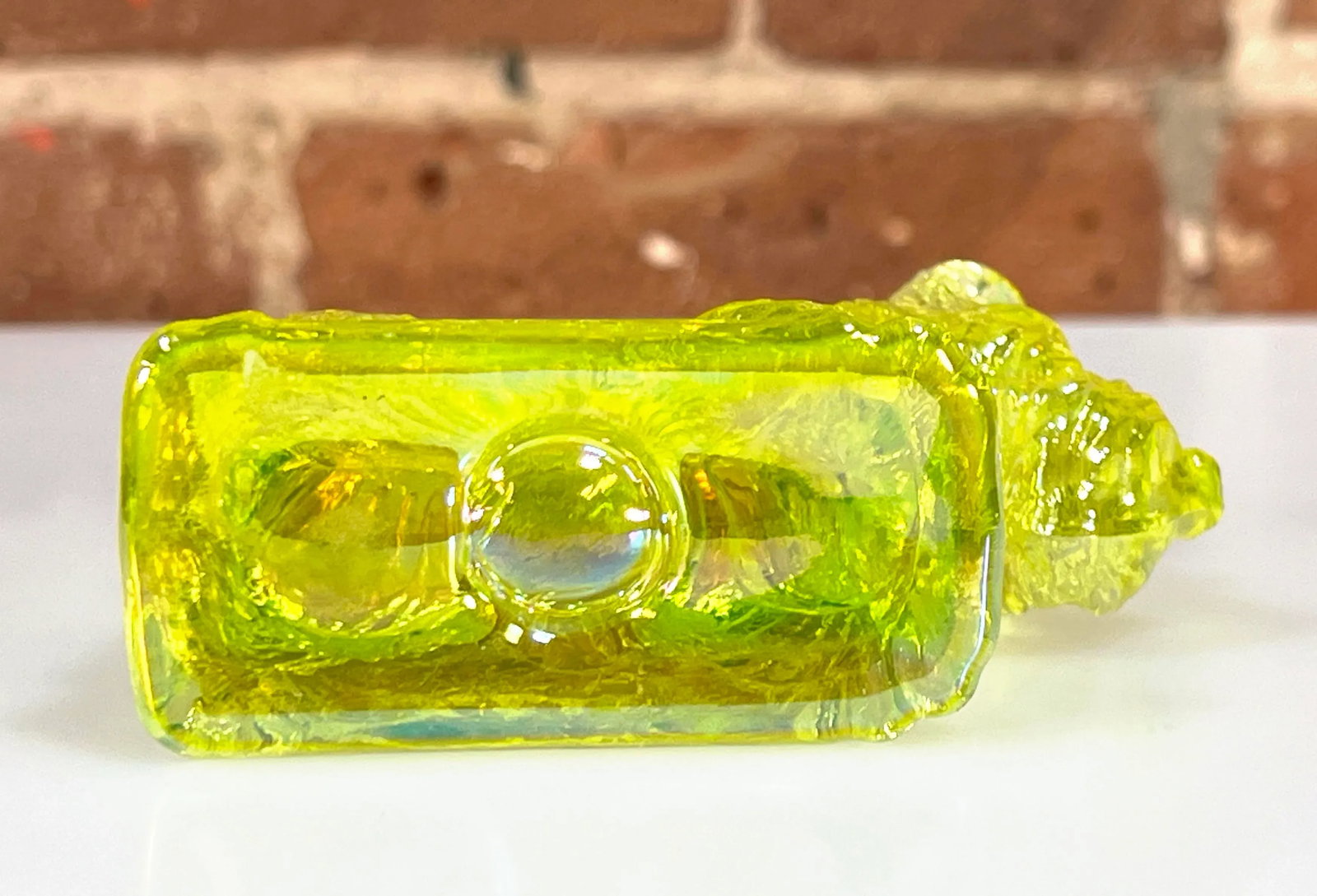 Rare 1930's Yellow Vaseline / Uranium Glass Scottie Dog Paperweight - 7