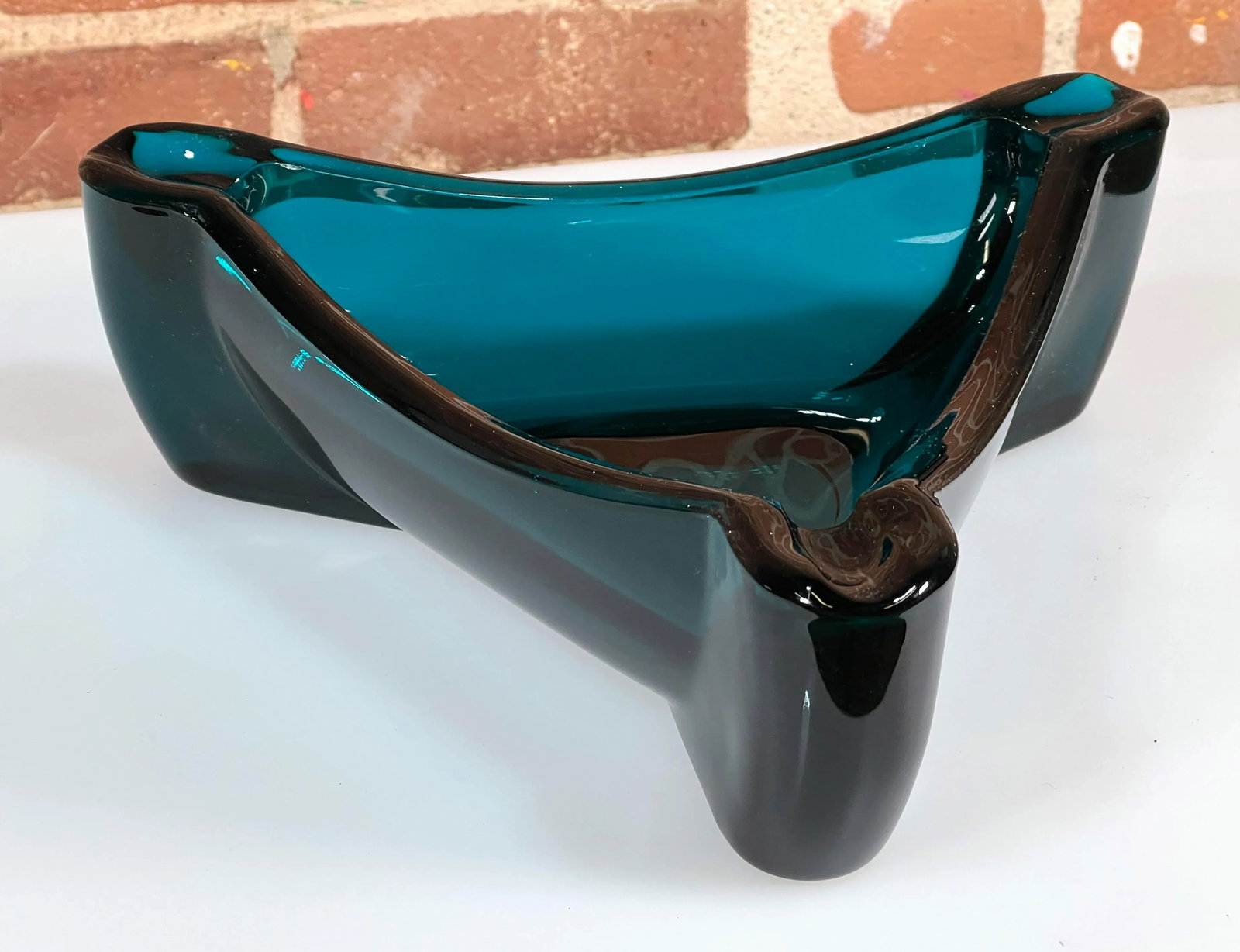 Rare Vintage Blue Viking Bluenique Triangular Cigar Ashtray - 3